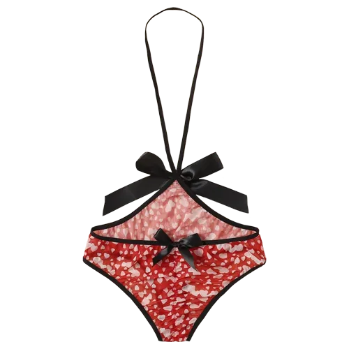 [swsexy03201222097] Body halter con abertura y estampado de corazon