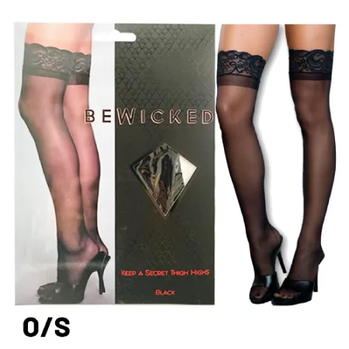 [797079102291] BeWicked Keep A Secret Thigh Highs-Black Queen