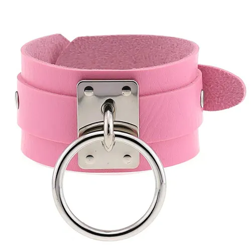 Brazalete de cuero gotico - Rosa