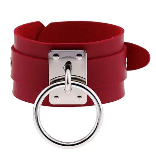Brazalete de cuero gotico - Rojo