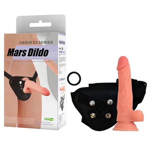 Arnés con Dildo Realista Mars – Recto con Testículos – 19 x 3 Cm