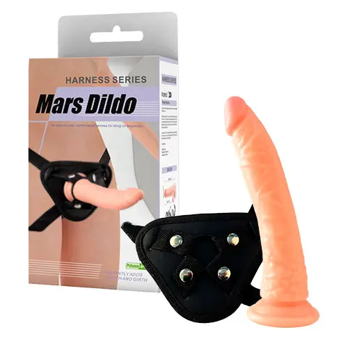 Arnés con Dildo Realista Mars – Curvo – 21.5 x 3.5 Cm