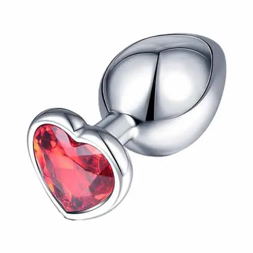 [1970864] Butt Plug - Metal - Gema de corazón - Rojo - M - 8.2 x 3.4 cm