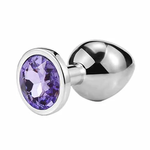 [19701258] Butt Plug - Metal - Gema - Lila - M - 8.2 x 3.4 cm