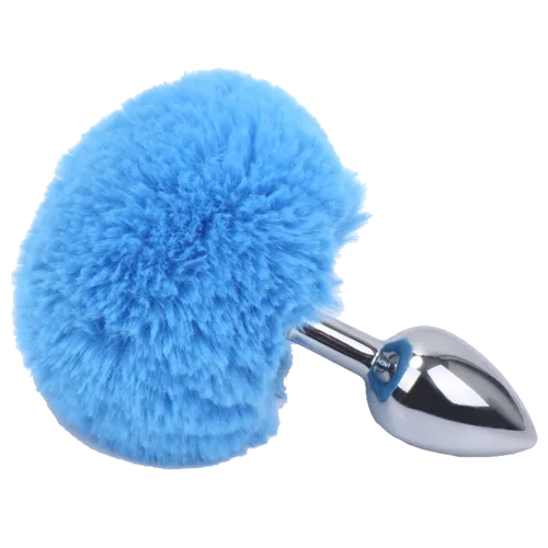 Butt Plug - Colita De Conejo - Azul - S - 7 cm x 3 cm