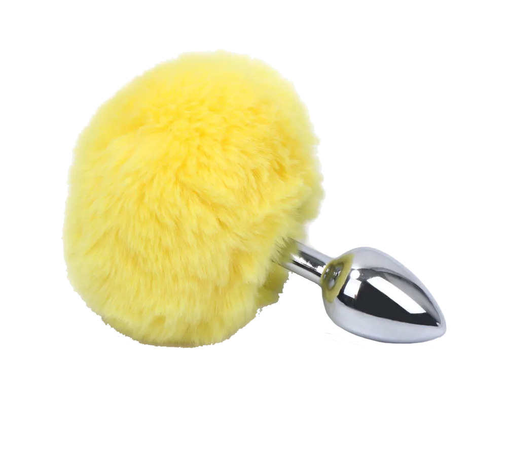 [19701019] Butt Plug - Colita De Conejo - Amarillo - S - 7 x 3 cm