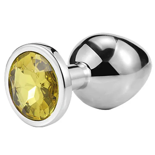 [19701257] Butt Plug - Metal - Gema Amarilla - M - 8.2 x 3.4 cm