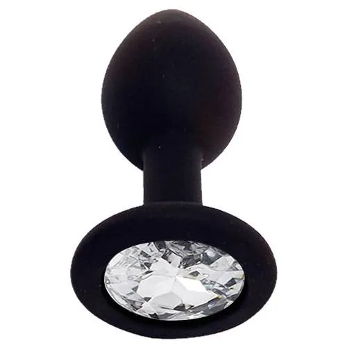 [19701682] Butt Plug - Silicon Negro - Gema Transparente M