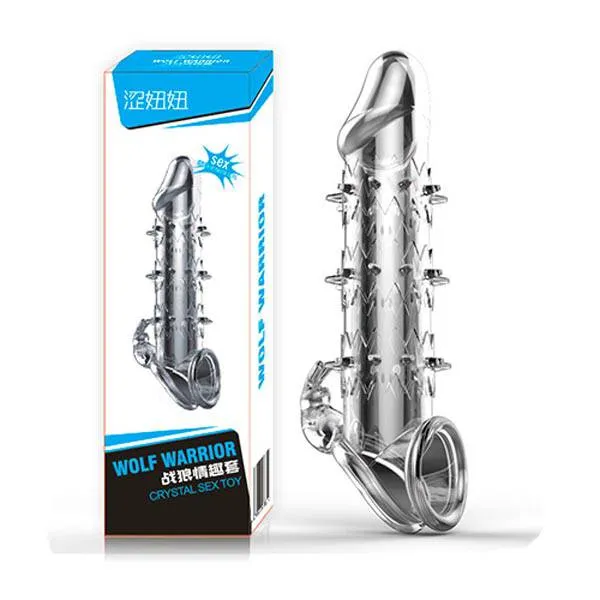 [6973823580094] Wolf Warrior Penis Sleeve Rabbit - 14 cm x 3 cm