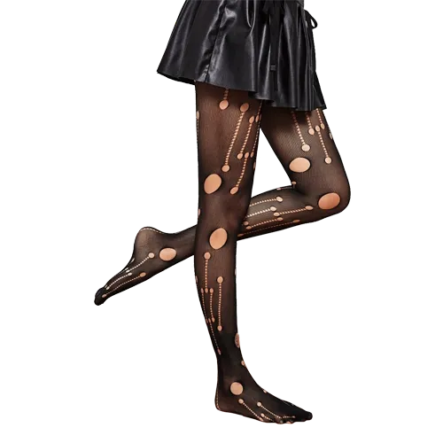 [swsock18200731517] Medias Negras con Diseño Rasgado y Aberturas
